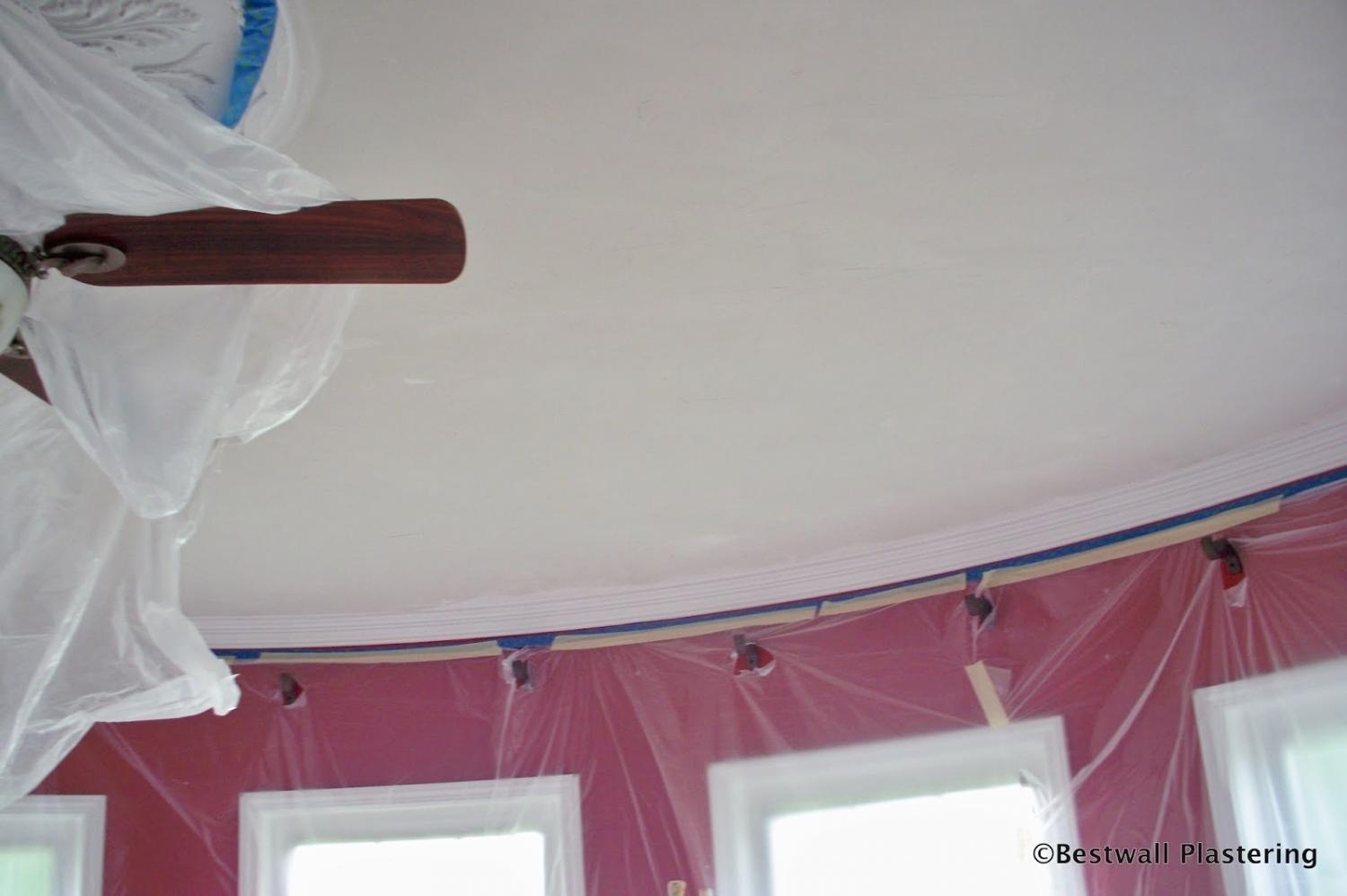 Plaster ceiling repaired, Entire ceiling re-skimmed, plastering, ceiling repair